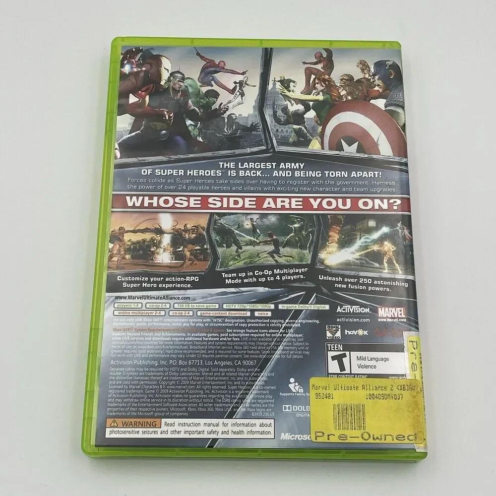 Marvel: Ultimate Alliance 2 (Xbox 360) Complete CIB W/ Manual Tested NEAR MINT